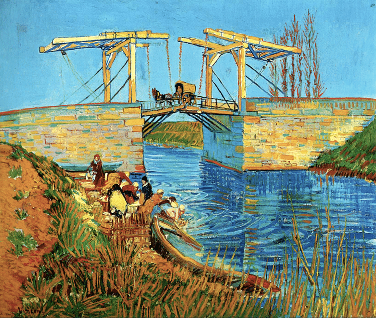 Langlois Bridge at Arles with Women Washing by van Gogh