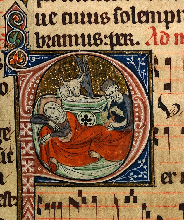 Medieval Manuscript Illustration of the Nativity